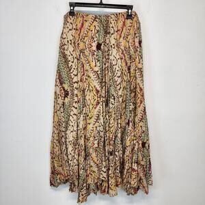 Minnies Closet Abstract Broomstick Maxi Skirt Size L Flowy Gypsy Boho Cottage